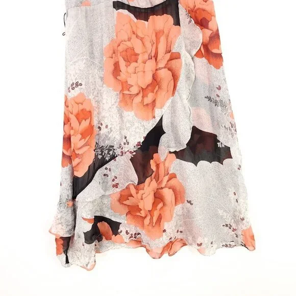 Moulinette Soeurs Anthropologie 100% Silk Dress Sheer Ruffle Floral Size 6 - Picture 4 of 14